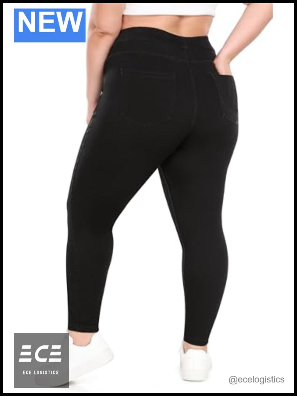 Stretchy Pull On Jeggings High Waist Denim Leggings Skinny Fit